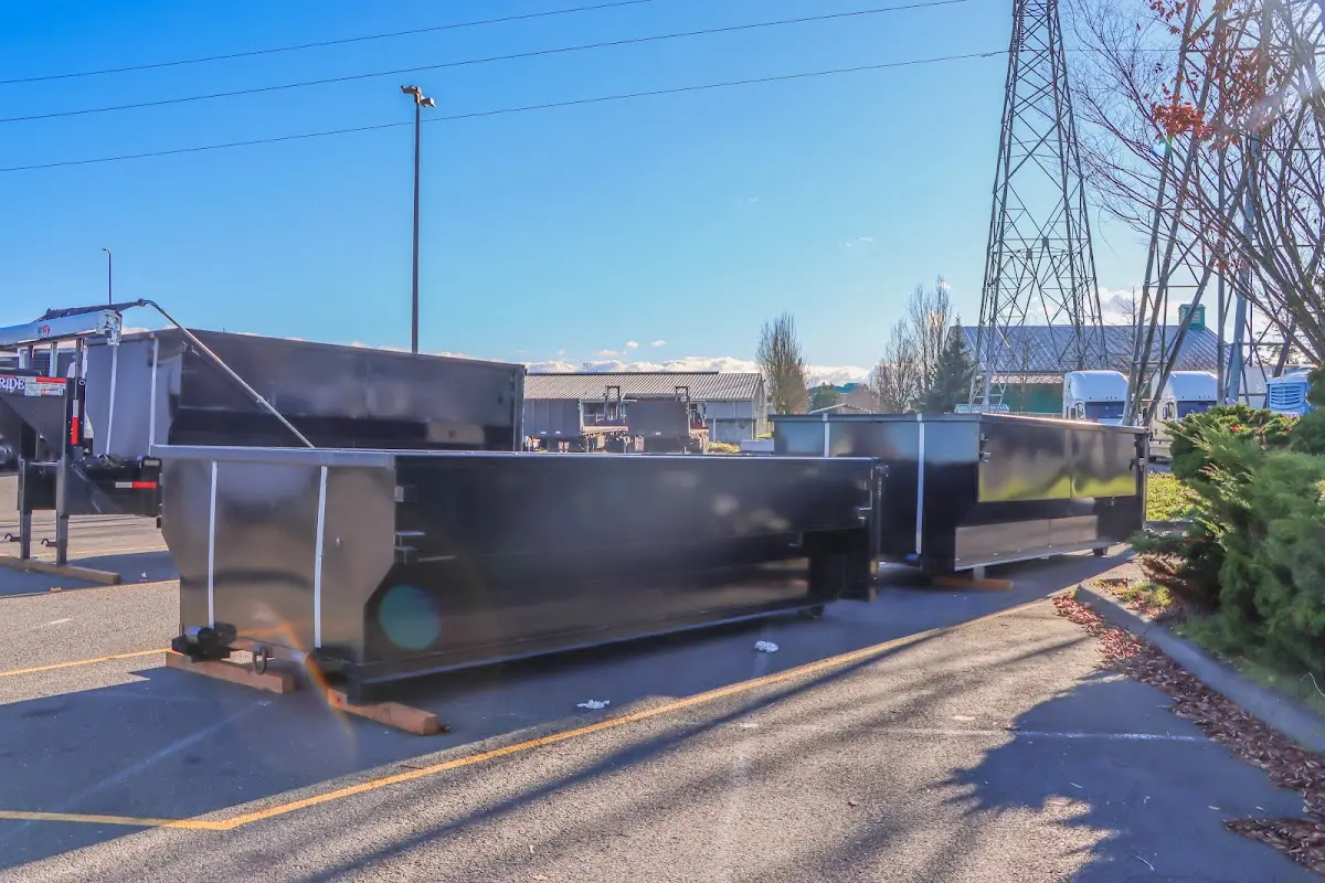 Roll-off dumpster ready for waste disposal at job site for Construction Dumpster Rental in Louisburg